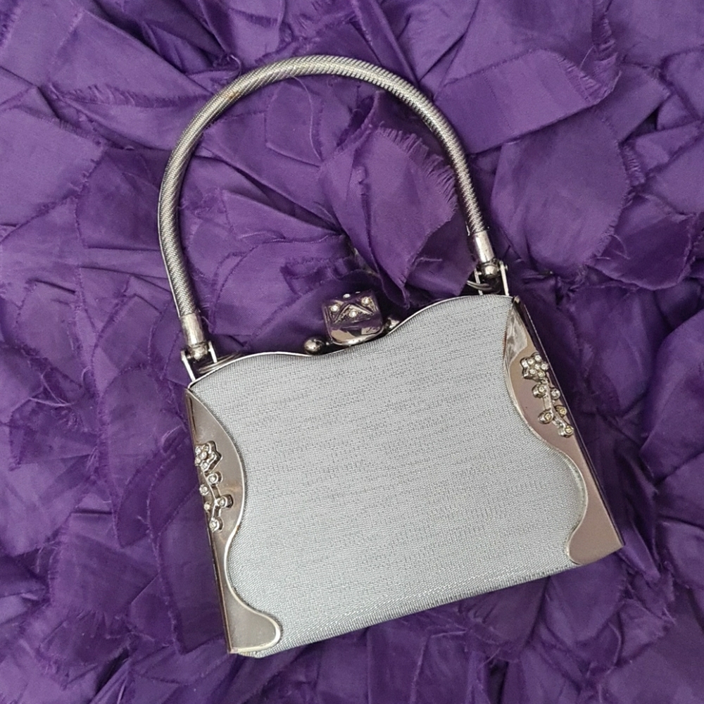 Vintage silver elegant metal mini purse